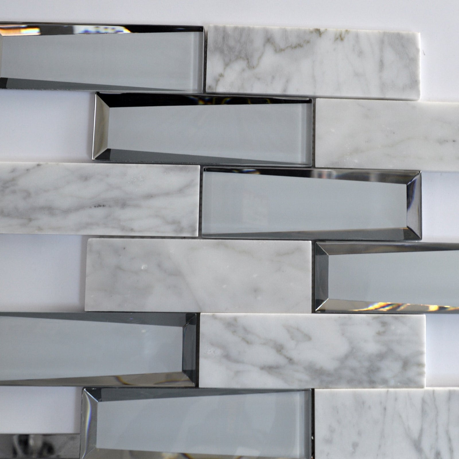 Grey Marble and Mirror Glass elegant and modern mosaic tiles-300*300*8mm-11sheets-1m2-3DMROCAR01