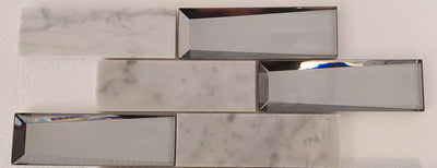 Grey Marble and Mirror Glass elegant and modern mosaic tiles-300*300*8mm-11sheets-1m2