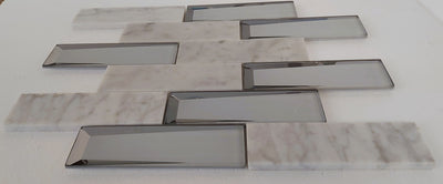 Grey Marble and Mirror Glass elegant and modern mosaic tiles-300*300*8mm-11sheets-1m2