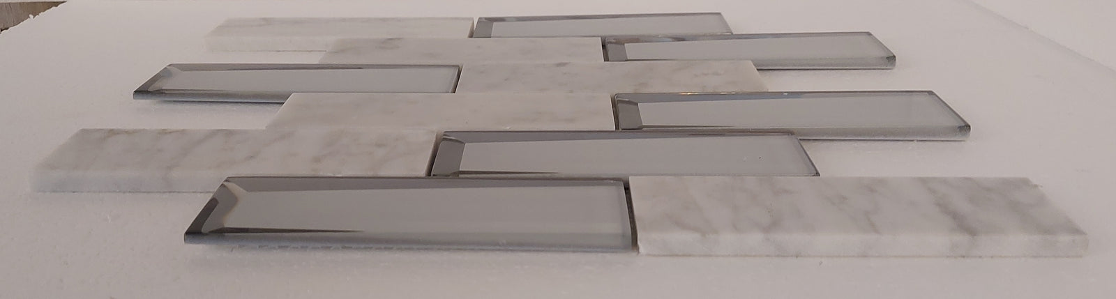 Grey Marble and Mirror Glass elegant and modern mosaic tiles-300*300*8mm-11sheets-1m2-3DMROCAR01
