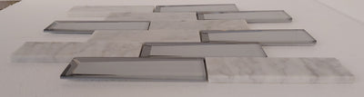 Grey Marble and Mirror Glass elegant and modern mosaic tiles-300*300*8mm-11sheets-1m2