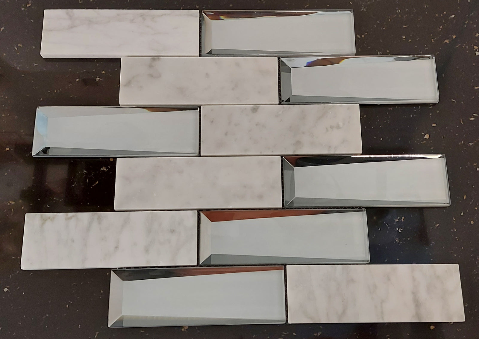 Grey Marble and Mirror Glass elegant and modern mosaic tiles-300*300*8mm-11sheets-1m2-3DMROCAR01