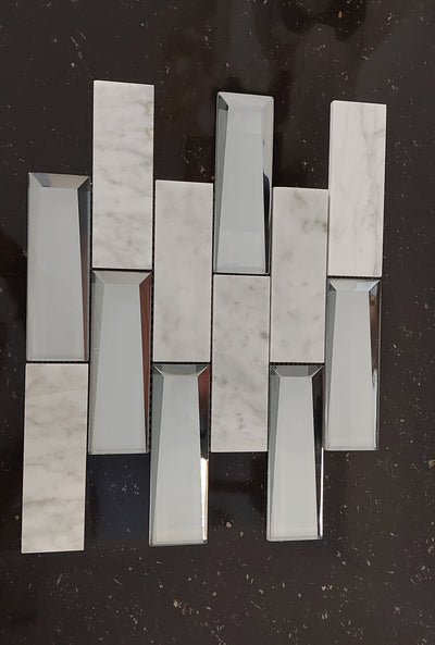 Grey Marble and Mirror Glass elegant and modern mosaic tiles-300*300*8mm-11sheets-1m2