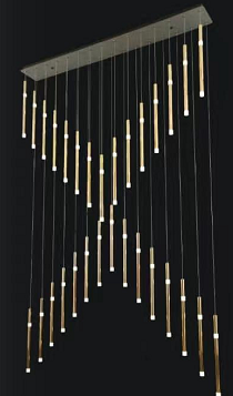 Long Drop Metallic Bars LED Incorporated Stair Pendant Lighting Chandelier-6139-10tubes, 12tubes 30 & 40tubes