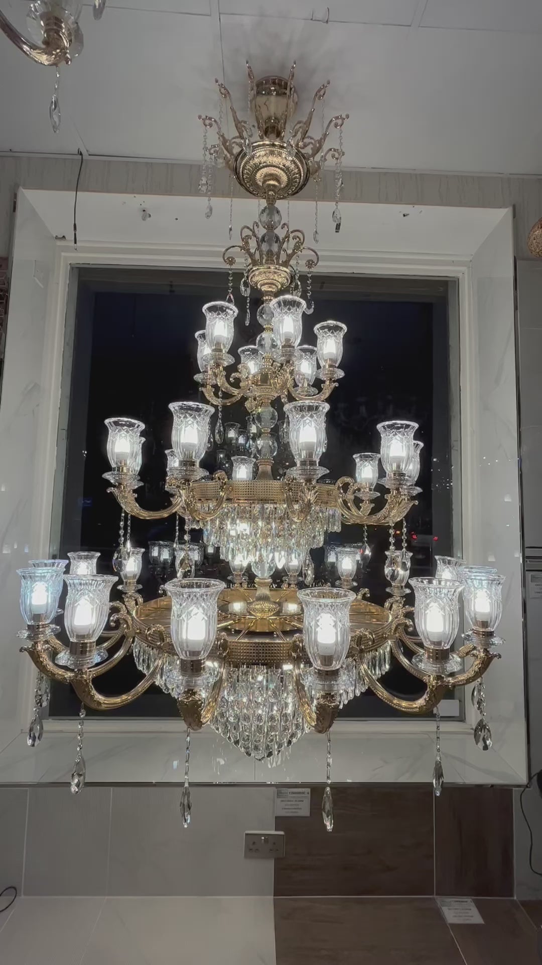 Large Grand Traditional Crystal Chandelier Gold with matching different size lights-Y8098-16+10+6