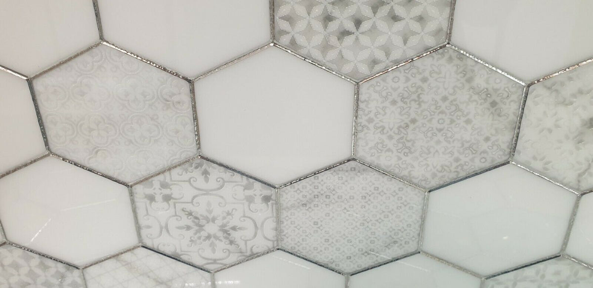 Porcleain Decor Tiles in HEX Greyscale | 1 sheet 60 x 30 cm | 6 tiles 1 sqm-D-HEX