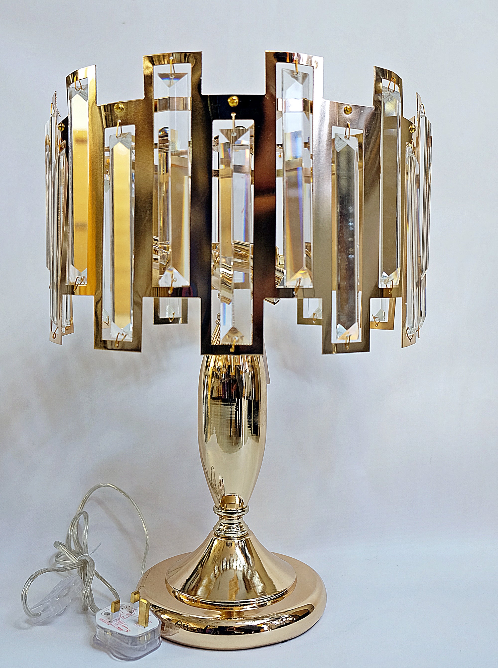 Rectangular crystallic thin fitting heavy gold table lamp [5811-3TGD | 5811-3TS]