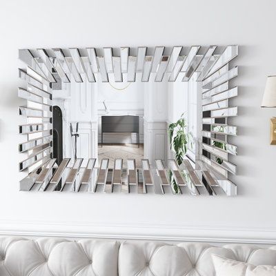 Starburst Silver Stylish Rectangular Modern Contemporary Living Room Bedroom Wall Mirror 120x80x2cm