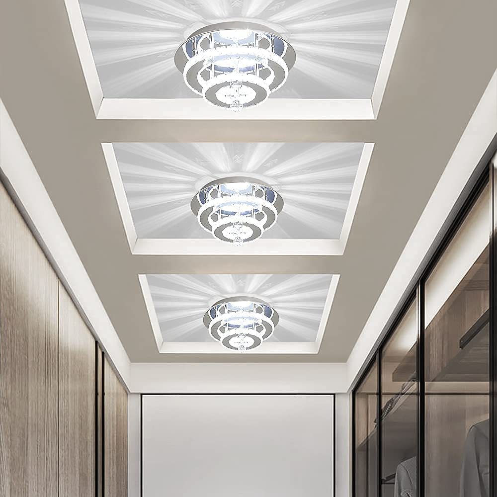 Round circular mirrored frame crystallic colour changing LED ceiling light [9010-800,650,450,350)