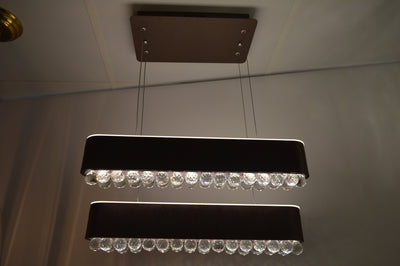 Wooden suspended/mounted ceiling crystallic bulbs light [725-S+1 | 701-2M]