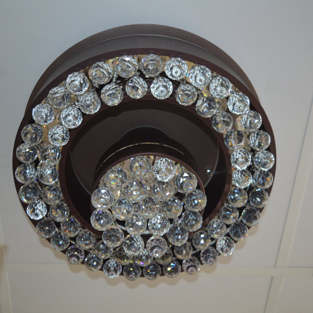 Wooden suspended/mounted ceiling crystallic bulbs light 701-2M