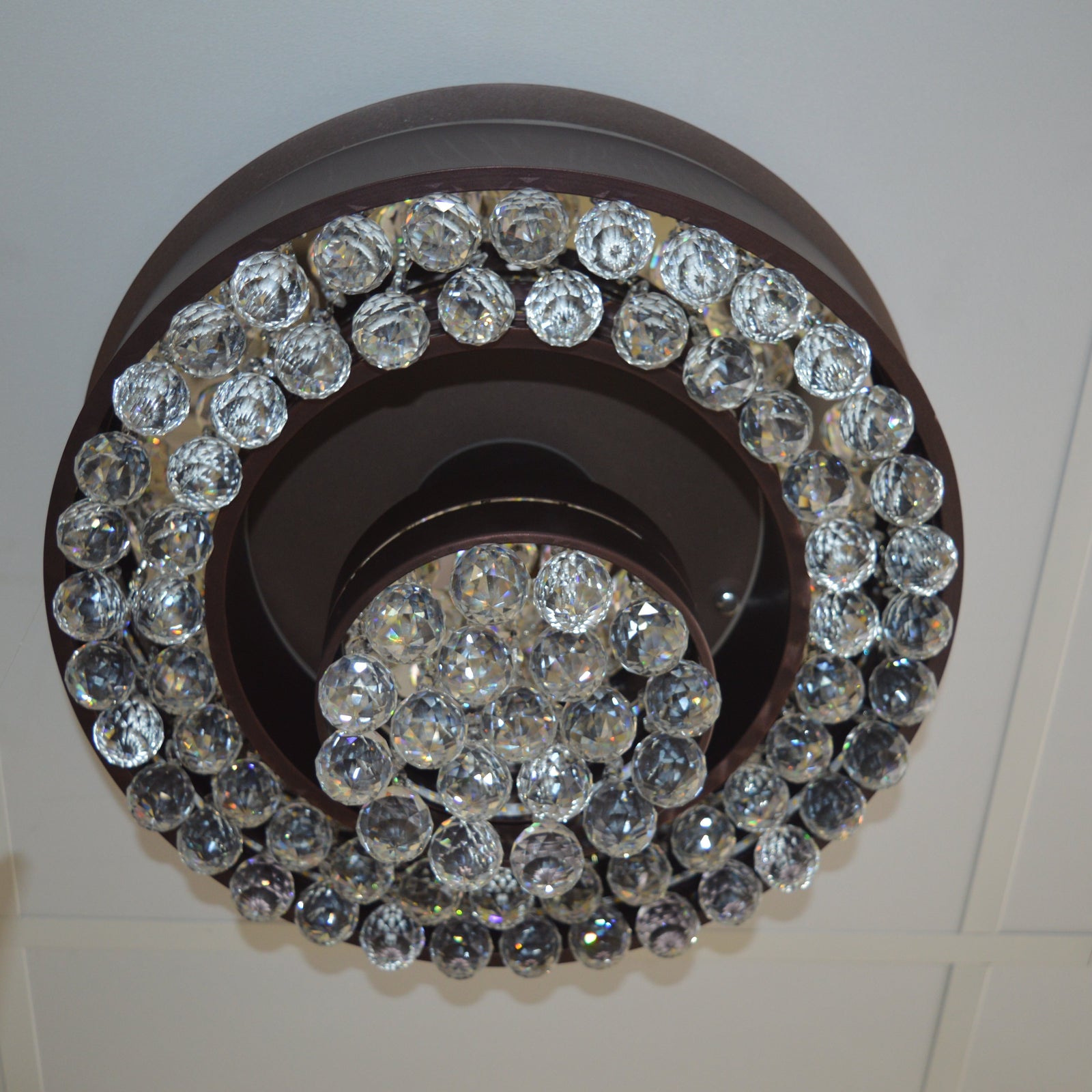 Wooden suspended/mounted ceiling crystallic bulbs light [725-S+1 | 701-2M]