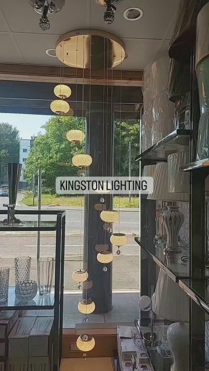 Pendant-Crystal Globs Staircase hanging Pendant Ceiling Light-2113-11CH/GD & 2113-7CH/GD-color changing & dimmable with remote control