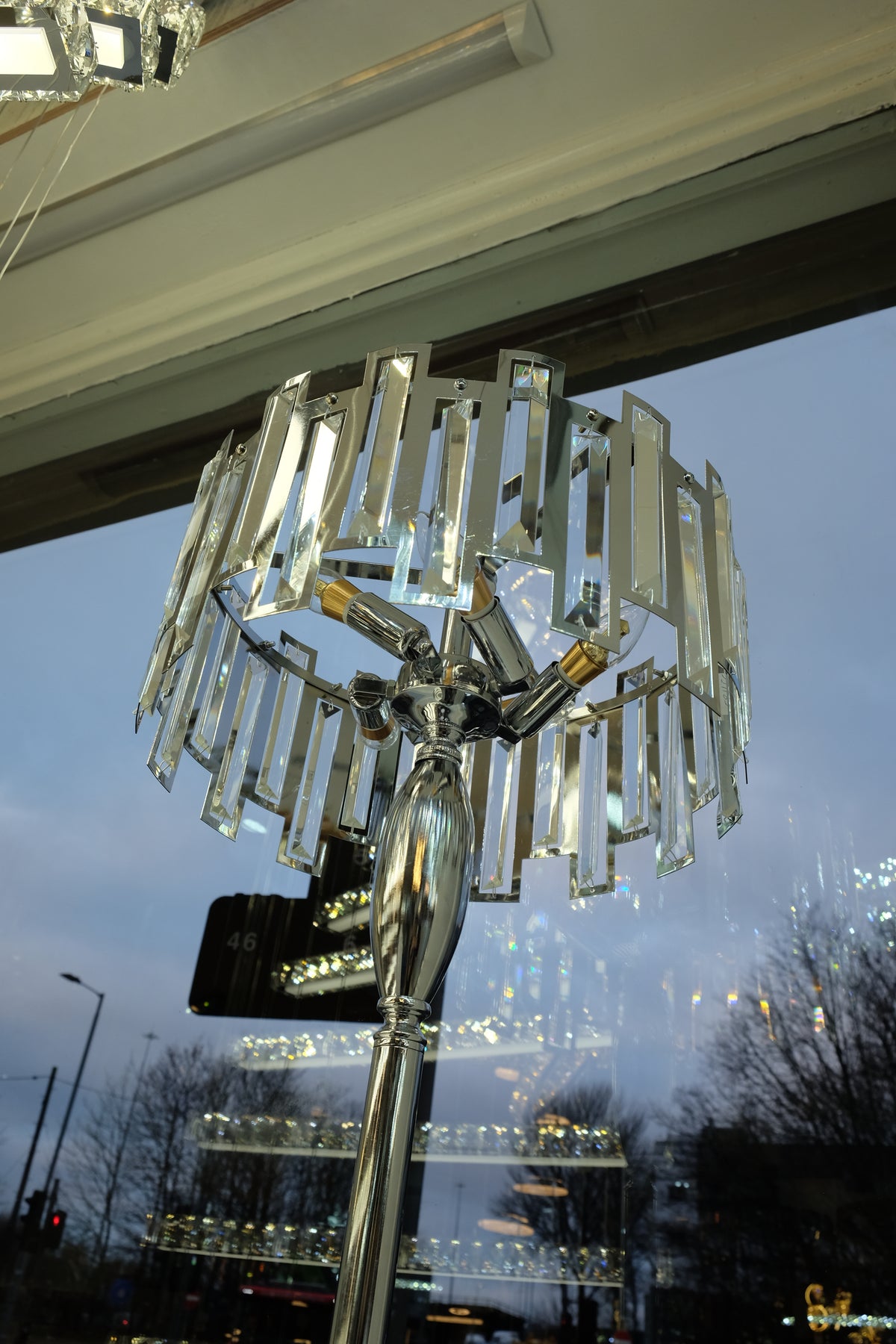 Rectangular Crystals &amp; Metal Floor Lamp
