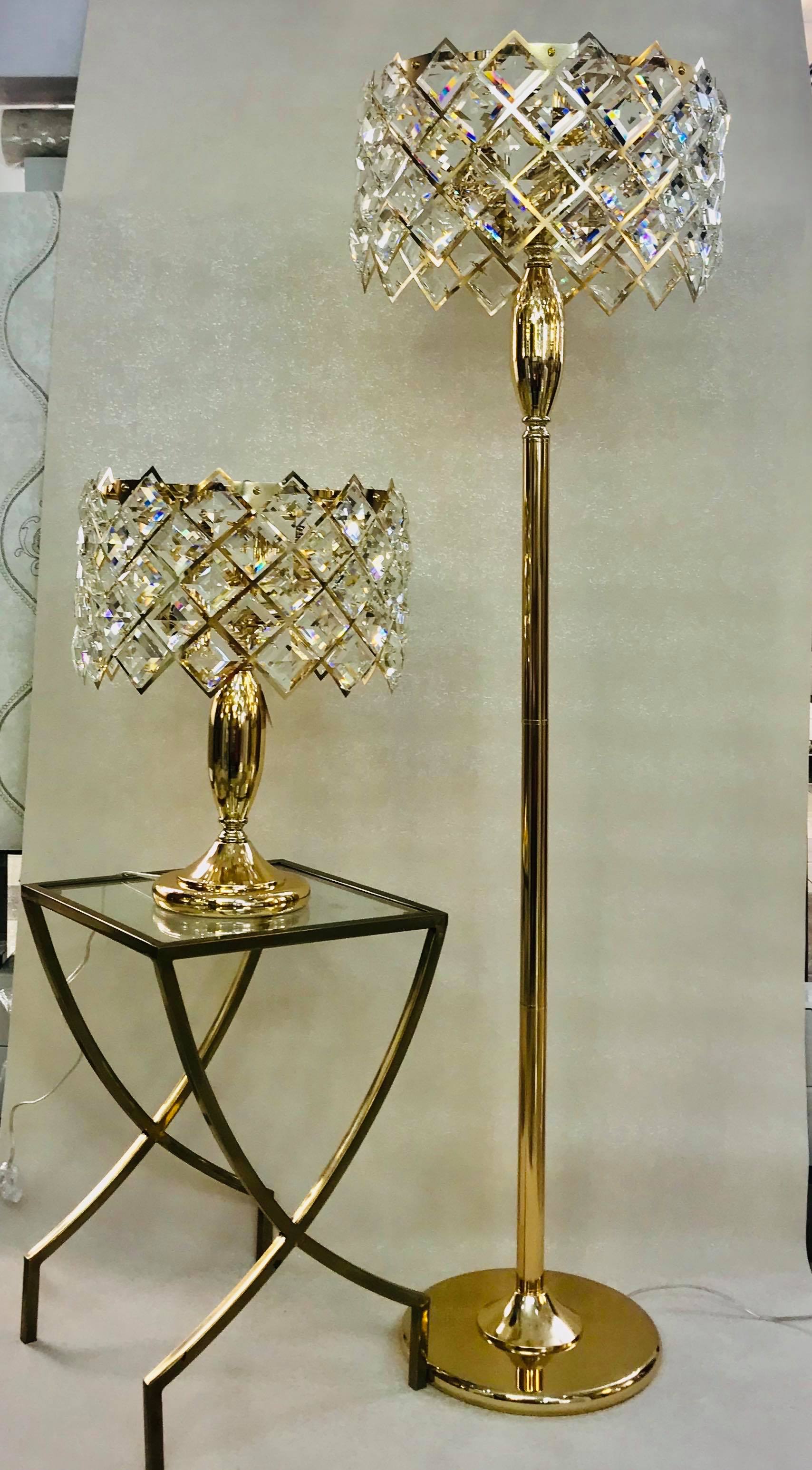 Triangular Crystals & Metal Lamps Set