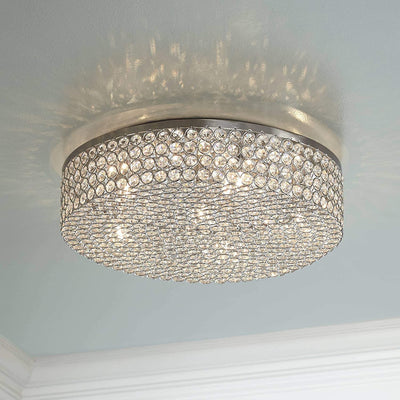 Crystal Square / Circular Pendant & Flash mounted Warm LED ceiling light