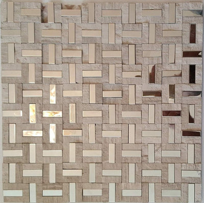 Beige Mirror Stone Mosaic Tiles-300*300*8mm-11sheets-1m2-Code: MS18