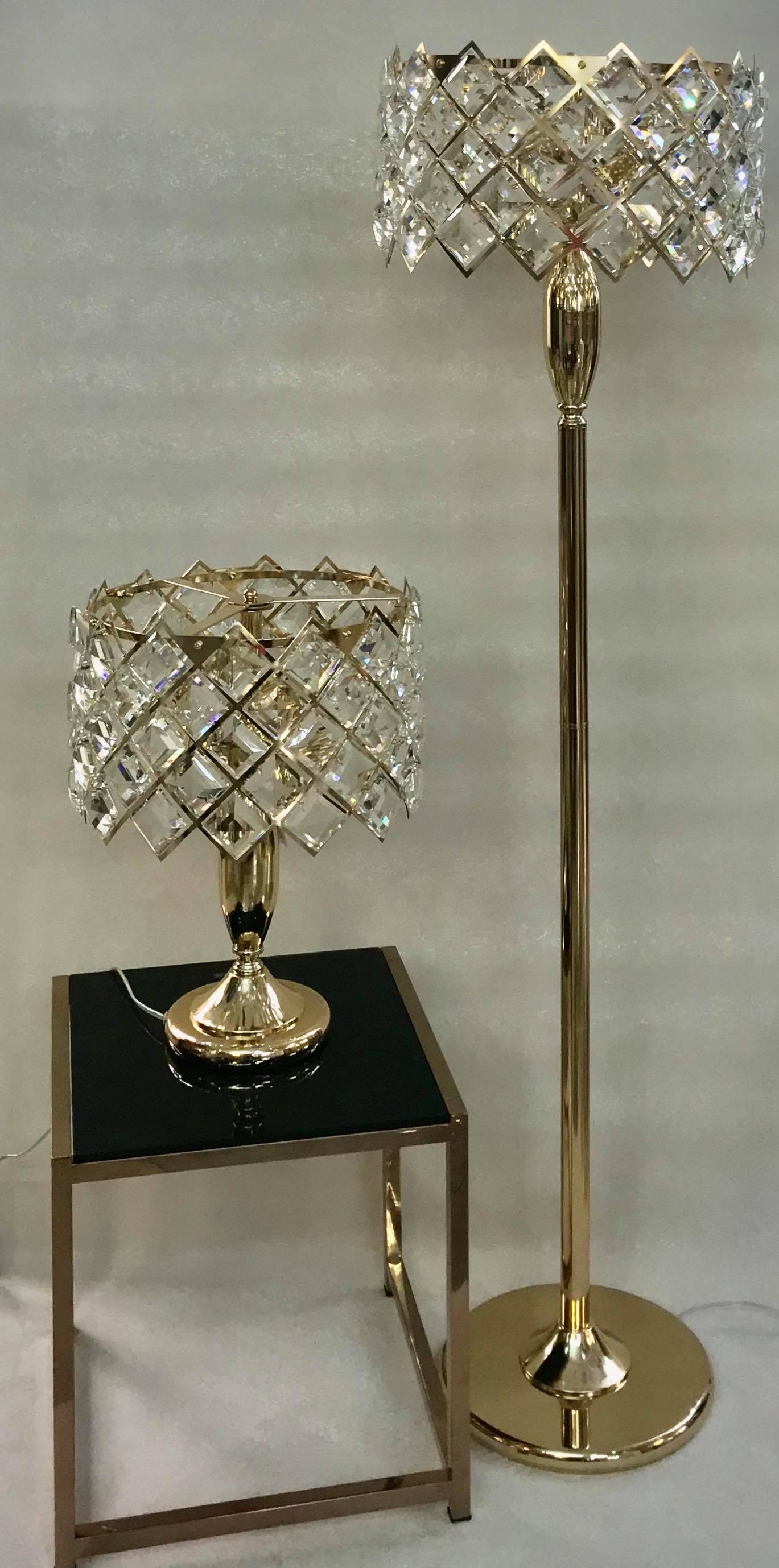 Triangular Crystals & Metal Lamps Set