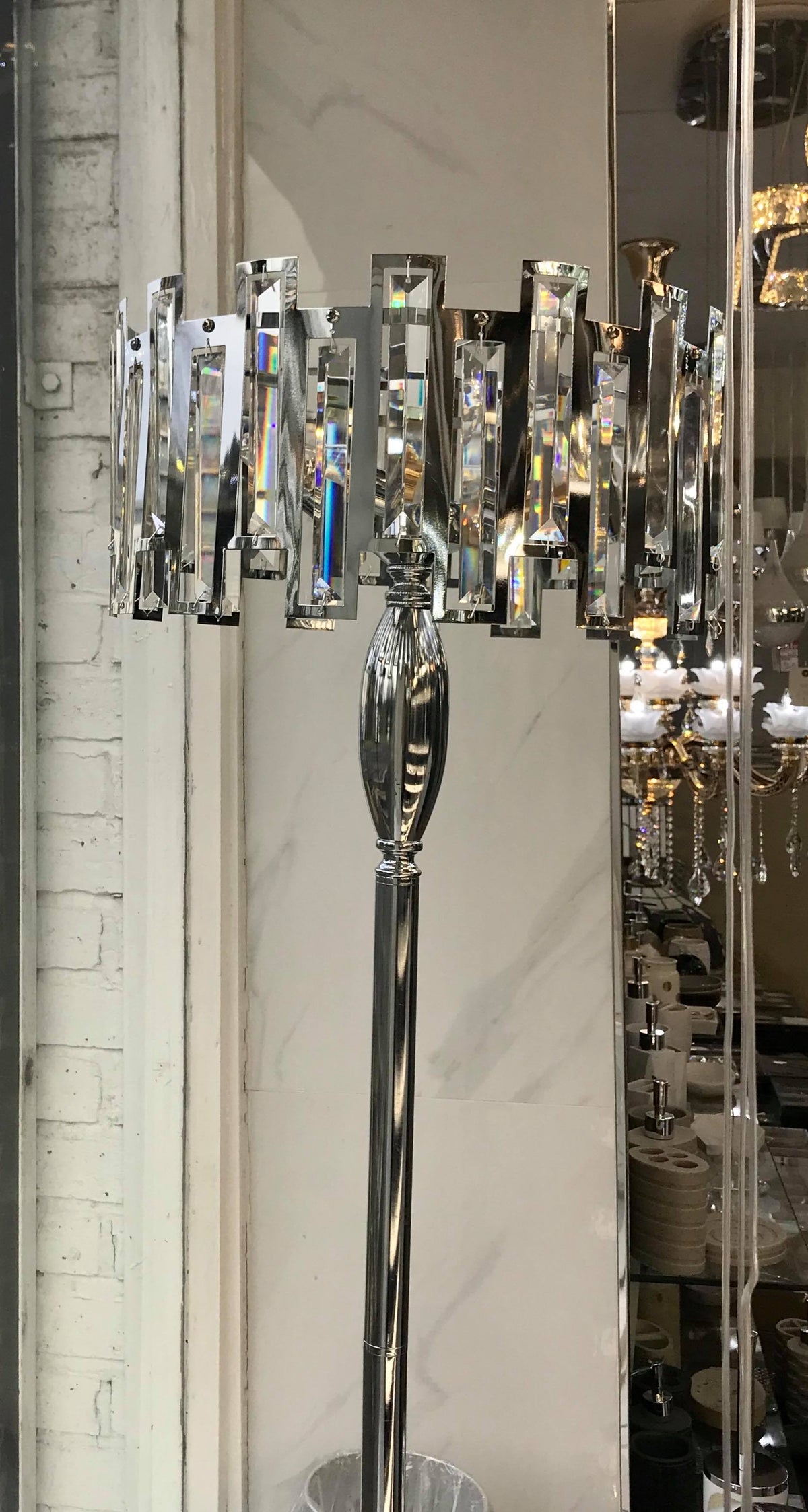 Rectangular Crystals & Metal Floor Lamp
