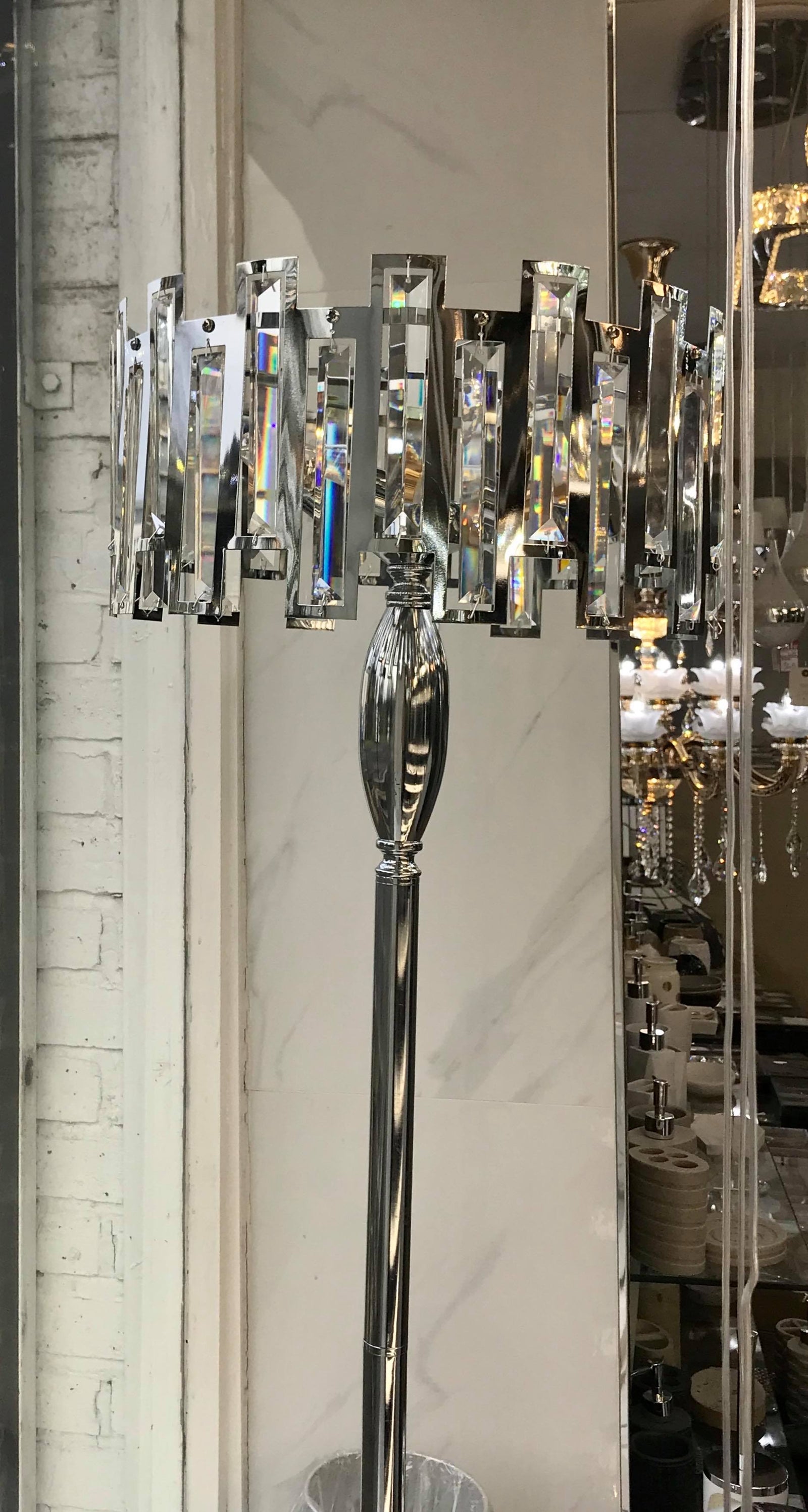 Rectangular Crystals & Metal Floor Lamp