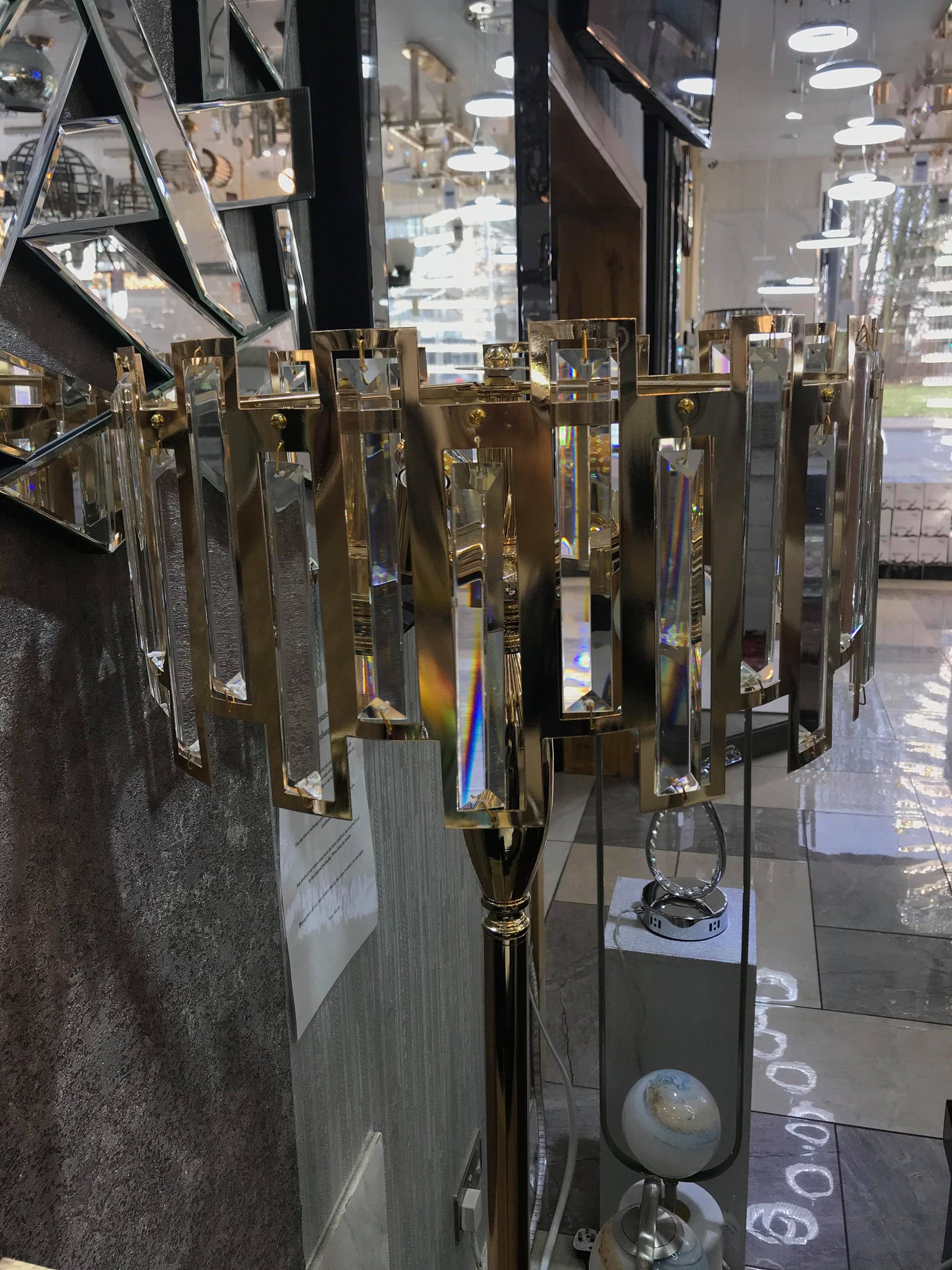 Rectangular Crystals & Metal Floor Lamp