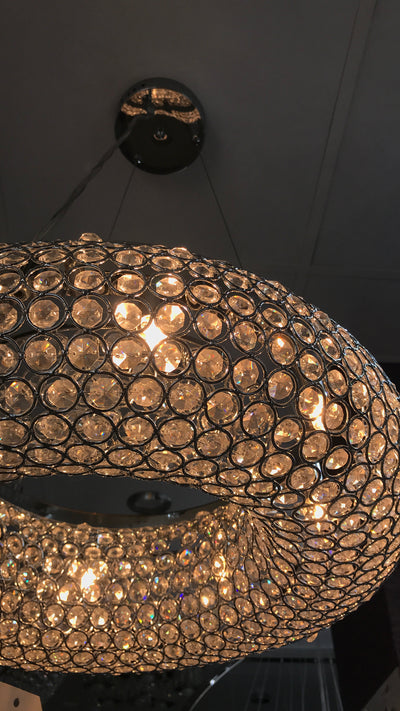 Crystal Square / Circular Pendant & Flash mounted Warm LED ceiling light