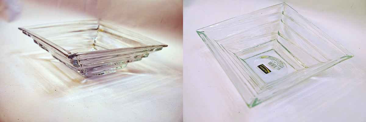 Golden Crystal Glass Bowl / Fruit Plate