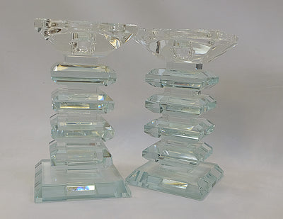 Round / Squared Tall Crystal Candle Holders SET OF 2