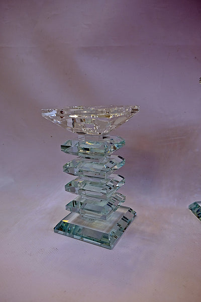 Round / Squared Tall Crystal Candle Holders SET OF 2