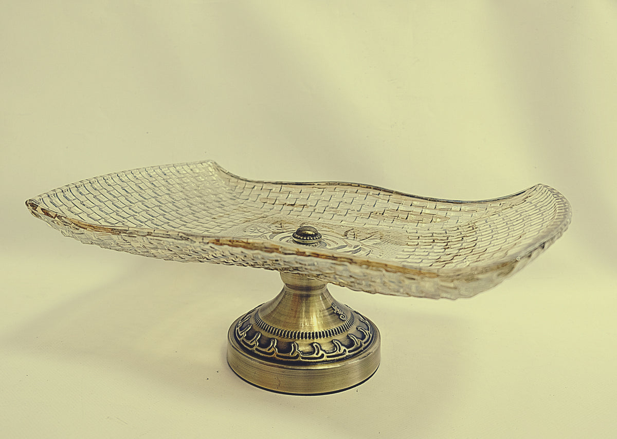 Golden Crystal Glass Bowl / Fruit Plate