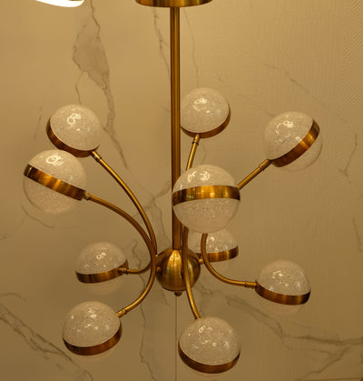 Copper Crystallic Bowl & Brass frame large suspended Ceiling Light with Glittery LED Globe-10 [MD3019-10]-55*55*20cm