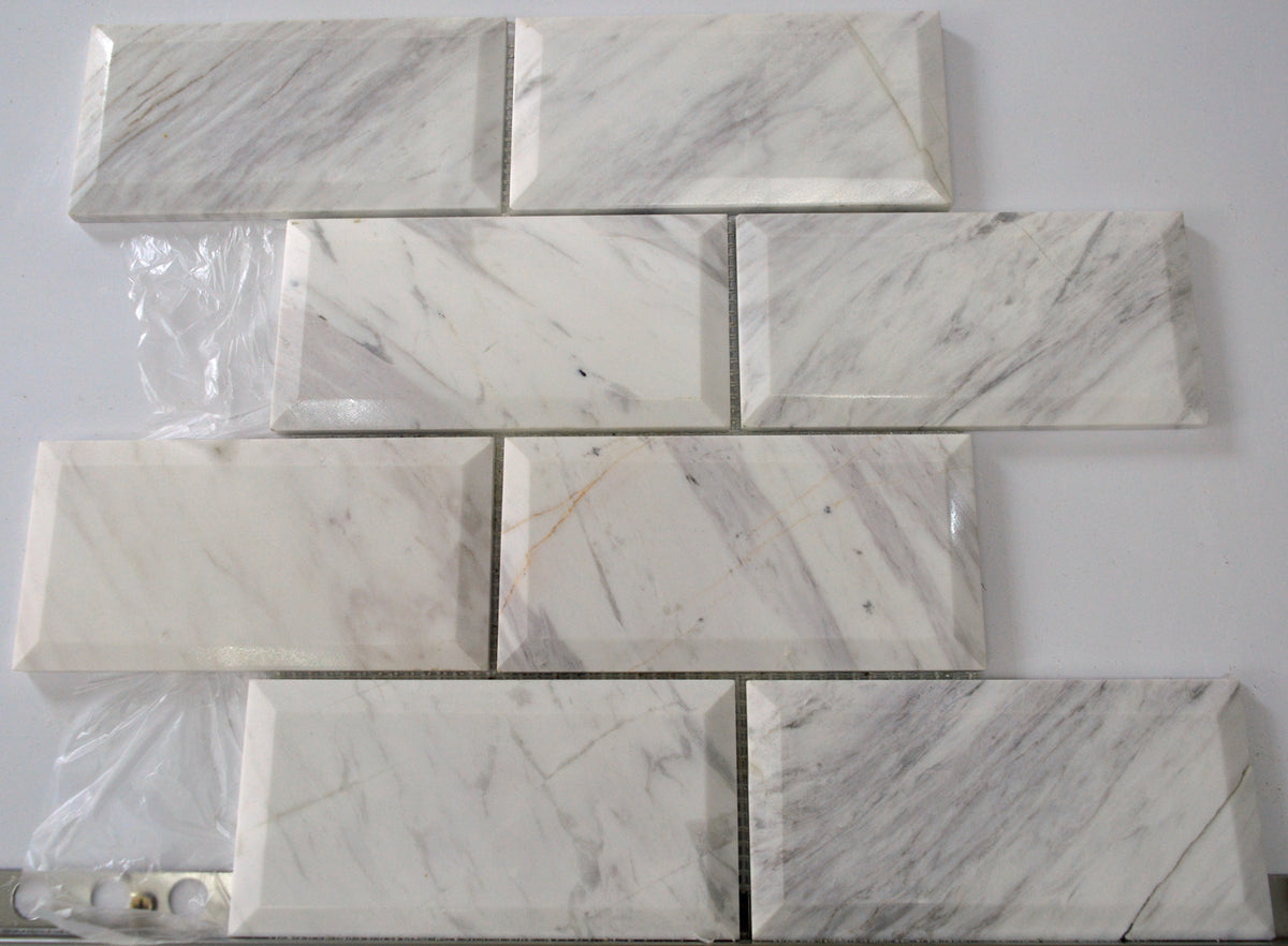 White & Grey Brick Effect Rectangular Stone Mosaic Tiles | 300x300x8mm | 11=1m2