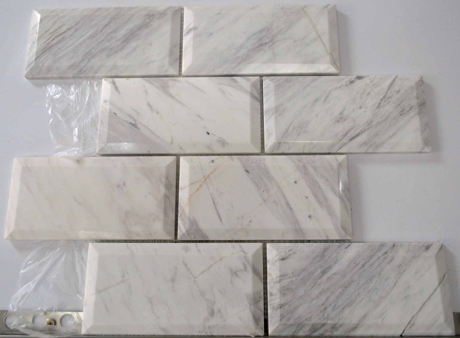 White & Grey Brick Effect Rectangular Stone Mosaic Tiles | 300x300x8mm | 11=1m2