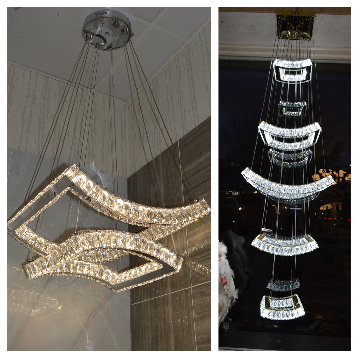 5 &amp; 2 Layer Crystallic LED Chandeliers -Colour Changing Dimmable with Remote Control-5103-550 &amp; 5103-550-5-Chrome &amp; Gold
