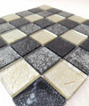 Black & Golden Leaf Glass Mosaic Tile-300*300*8mm-11sheets-1m2-Code: FO012