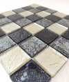 Black & Golden Leaf Glass Mosaic Tile-300*300*8mm-11sheets-1m2-Code: FO012