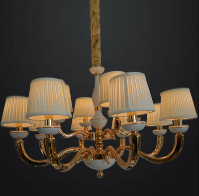 White - Gold Classy Vintage Candle Armed Chandelier