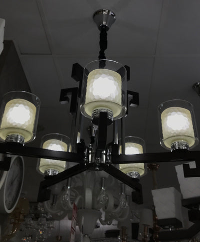 Wooden 5-Arms Glass Shades Chandelier [D9036-5CH]