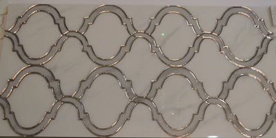 Porcleain Decor Tiles in large Greyscale with silver trim | 1 sheet 60 x 30 cm | 6 tiles 1 sqm