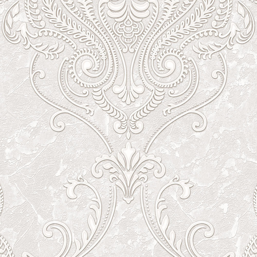 Kingston Prestige Wallpaper Silver, Cream & Brown Textured and matching Damask Pattern wallpapers -10mtr Length and 1mtr Width