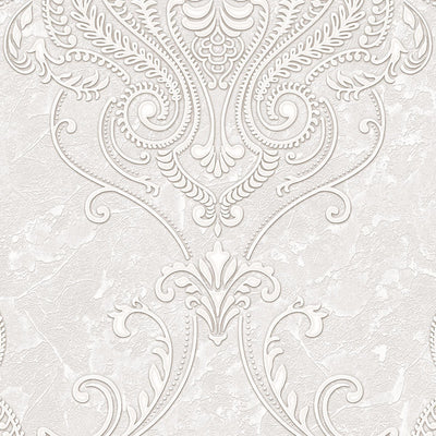 Kingston Prestige Wallpaper Silver, Cream & Brown Textured and matching Damask Pattern wallpapers -10mtr Length and 1mtr Width