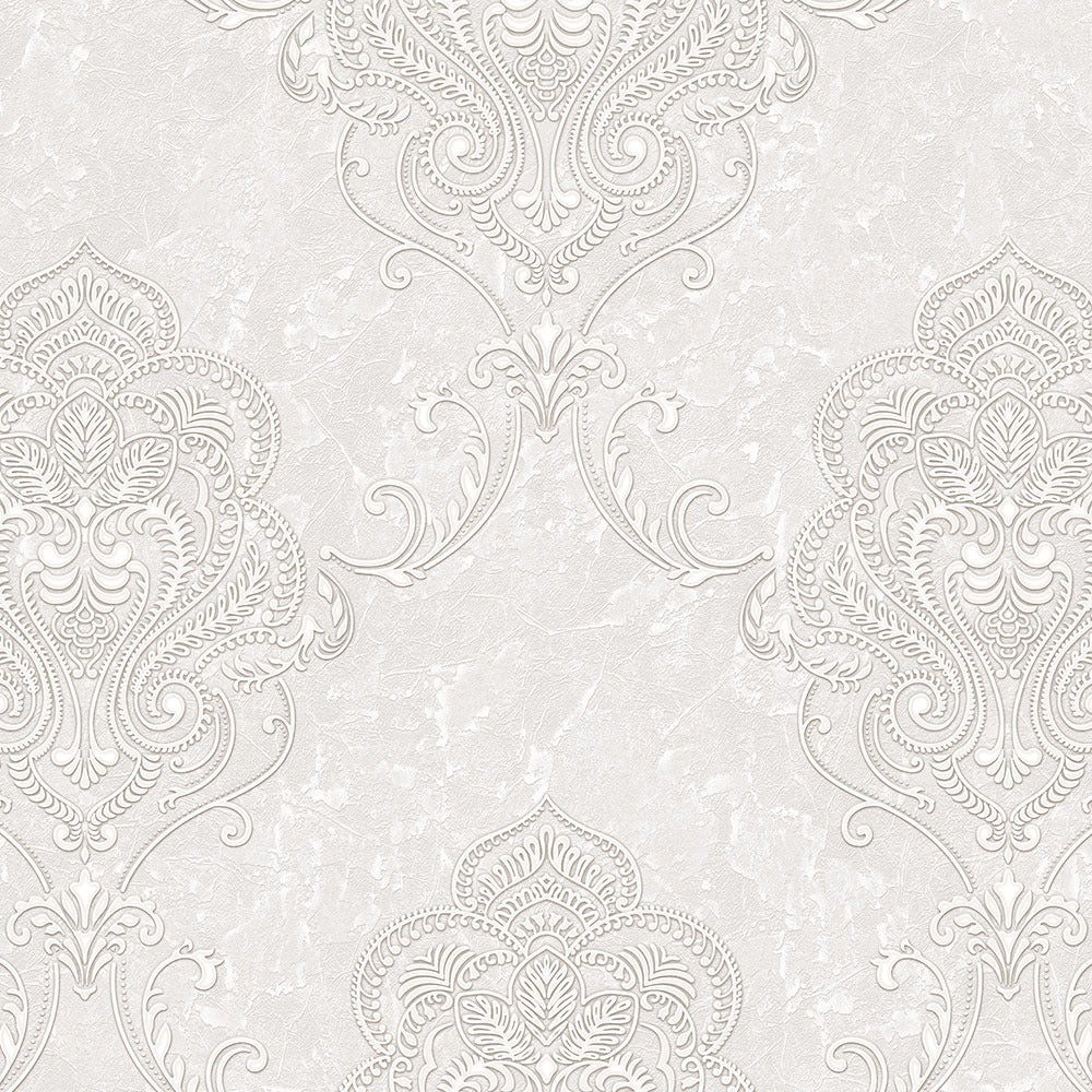 Kingston Prestige Wallpaper Silver, Cream & Brown Textured and matching Damask Pattern wallpapers -10mtr Length and 1mtr Width