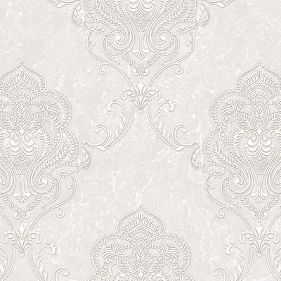 Kingston Prestige Wallpaper Silver, Cream & Brown Textured and matching Damask Pattern wallpapers -10mtr Length and 1mtr Width