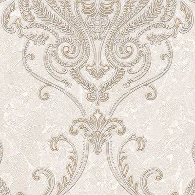Kingston Prestige Wallpaper Silver, Cream & Brown Textured and matching Damask Pattern wallpapers -10mtr Length and 1mtr Width