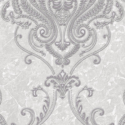 Kingston Prestige Wallpaper Silver, Cream & Brown Textured and matching Damask Pattern wallpapers -10mtr Length and 1mtr Width