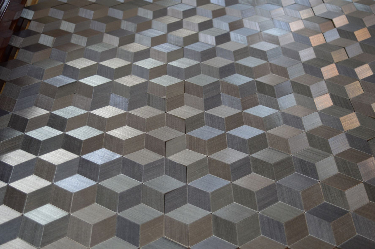 Silver Self Adhesive 3D Peel & Stick Aluminium Mosaic Tiles | 300x300x8mm | 11=1m2-SG108
