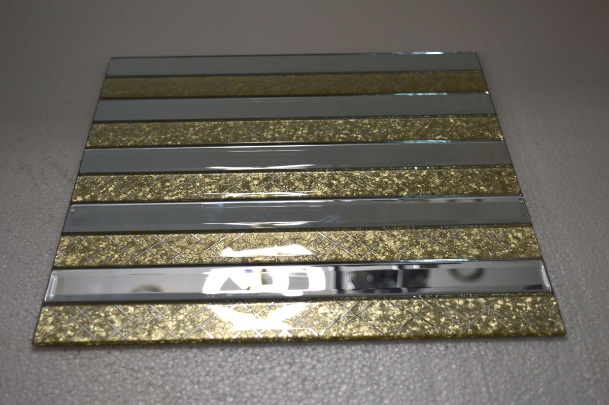 Gold Designed & Mirror Rectangle Glass Mosaic Tiles-300*300*8mm-11sheets-1m2-DZ3301