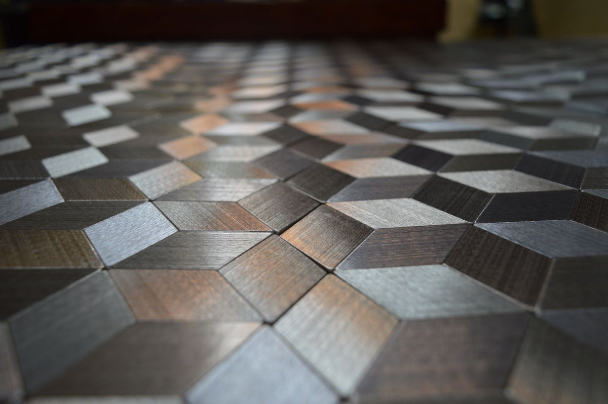 Silver Self Adhesive 3D Peel & Stick Aluminium Mosaic Tiles | 300x300x8mm | 11=1m2-SG108