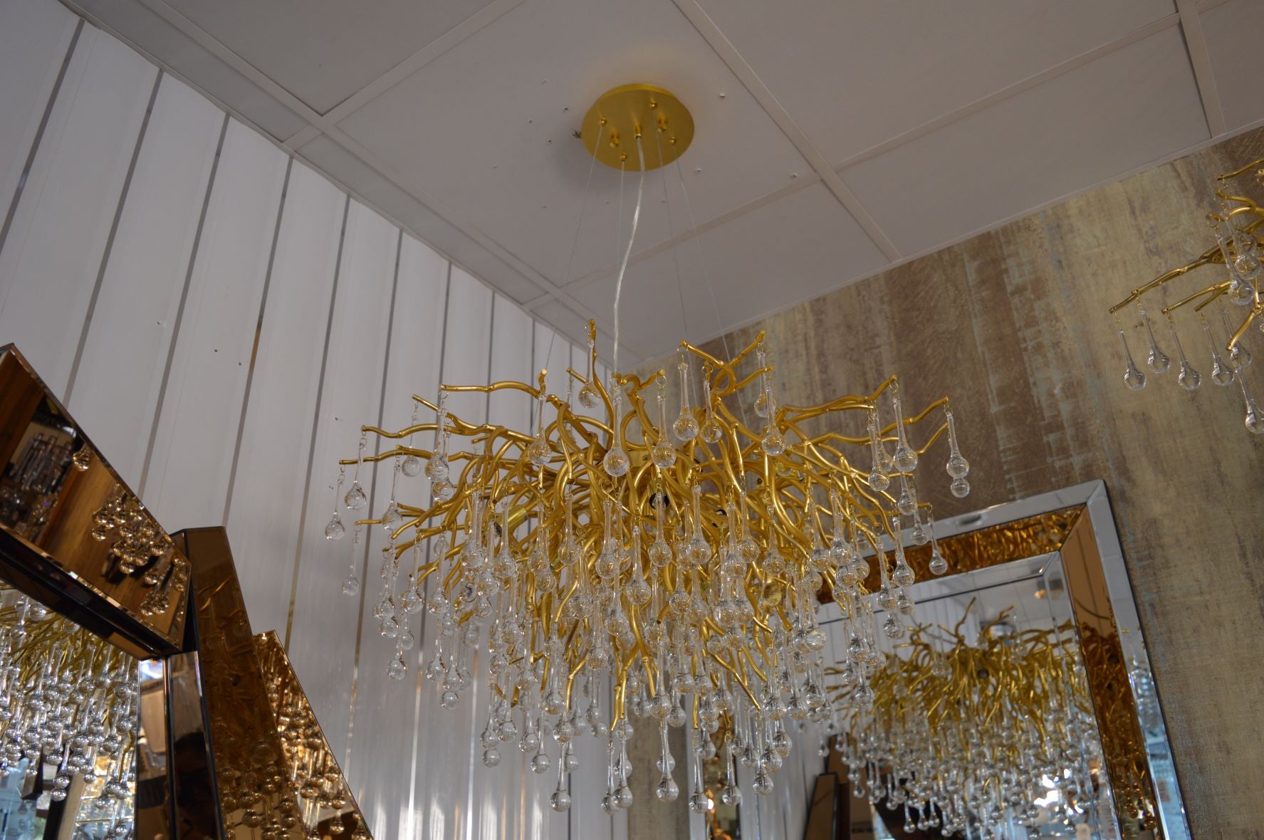 Pendant-Glass Rain Drop Gold Pendant Ceiling Light-A3139/500, 800 & 1000*500