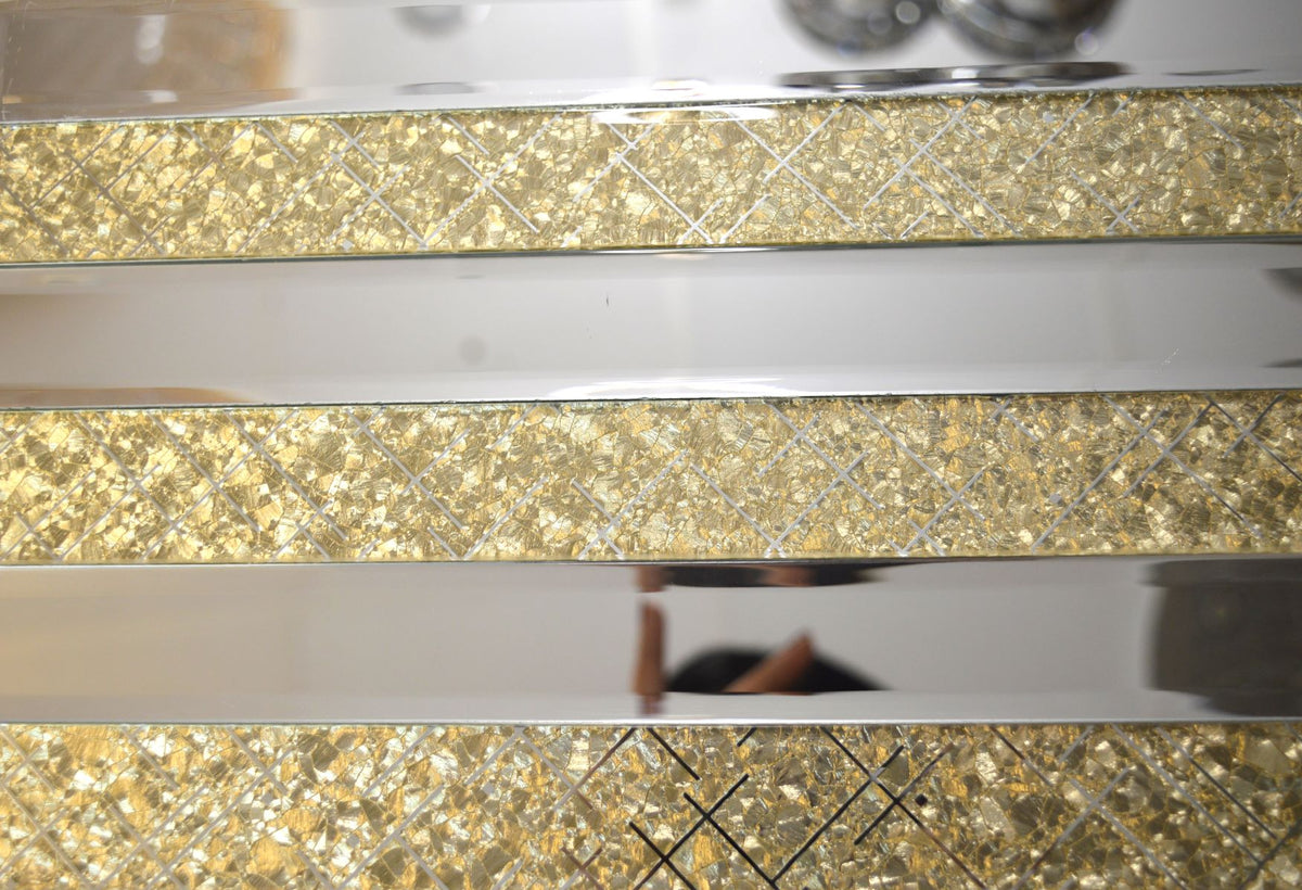 Gold Designed & Mirror Rectangle Glass Mosaic Tiles-300*300*8mm-11sheets-1m2-DZ3301